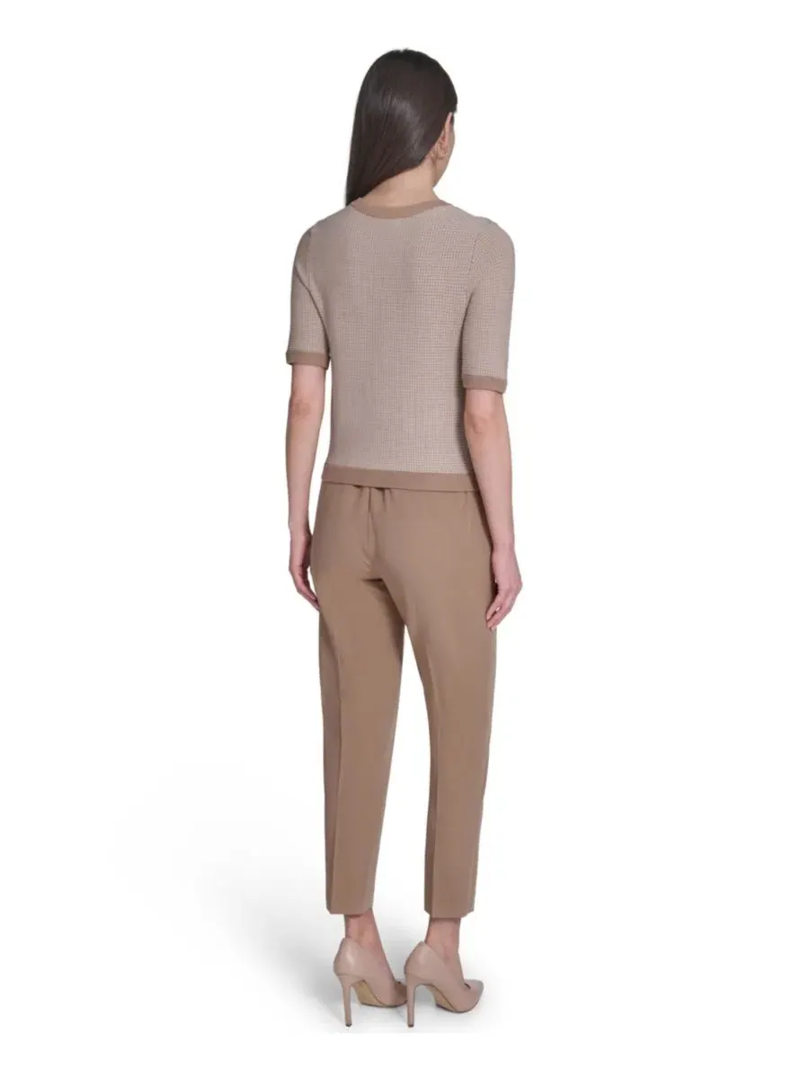 Свитер с коротким рукавом и круглым вырезом Honeycomb Tommy Hilfiger, Tannin/Whitecap — изображение 6 из 6