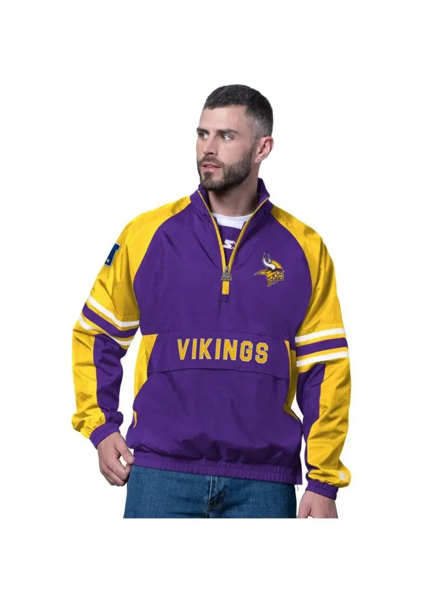 Starter Мужская фиолетовая толстовка Minnesota Vikings Prospect с застежкой-молнией до середины — изображение 1 из 3