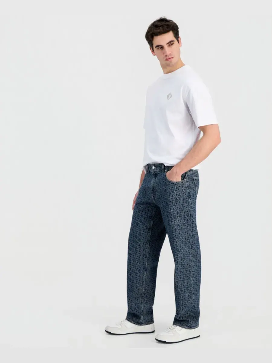 Мужские хлопковые джинсы свободного кроя с логотипом Damon GUESS, Defender — изображение 2 из 4