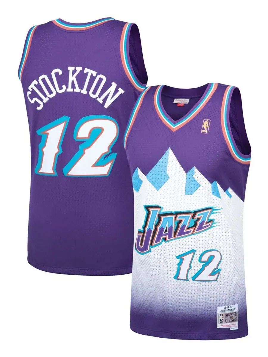 Mitchell & Ness Мужская фиолетовая майка Джона Стоктона, игрока команды Utah Jazz сезона 1996-97 — изображение 1 из 3