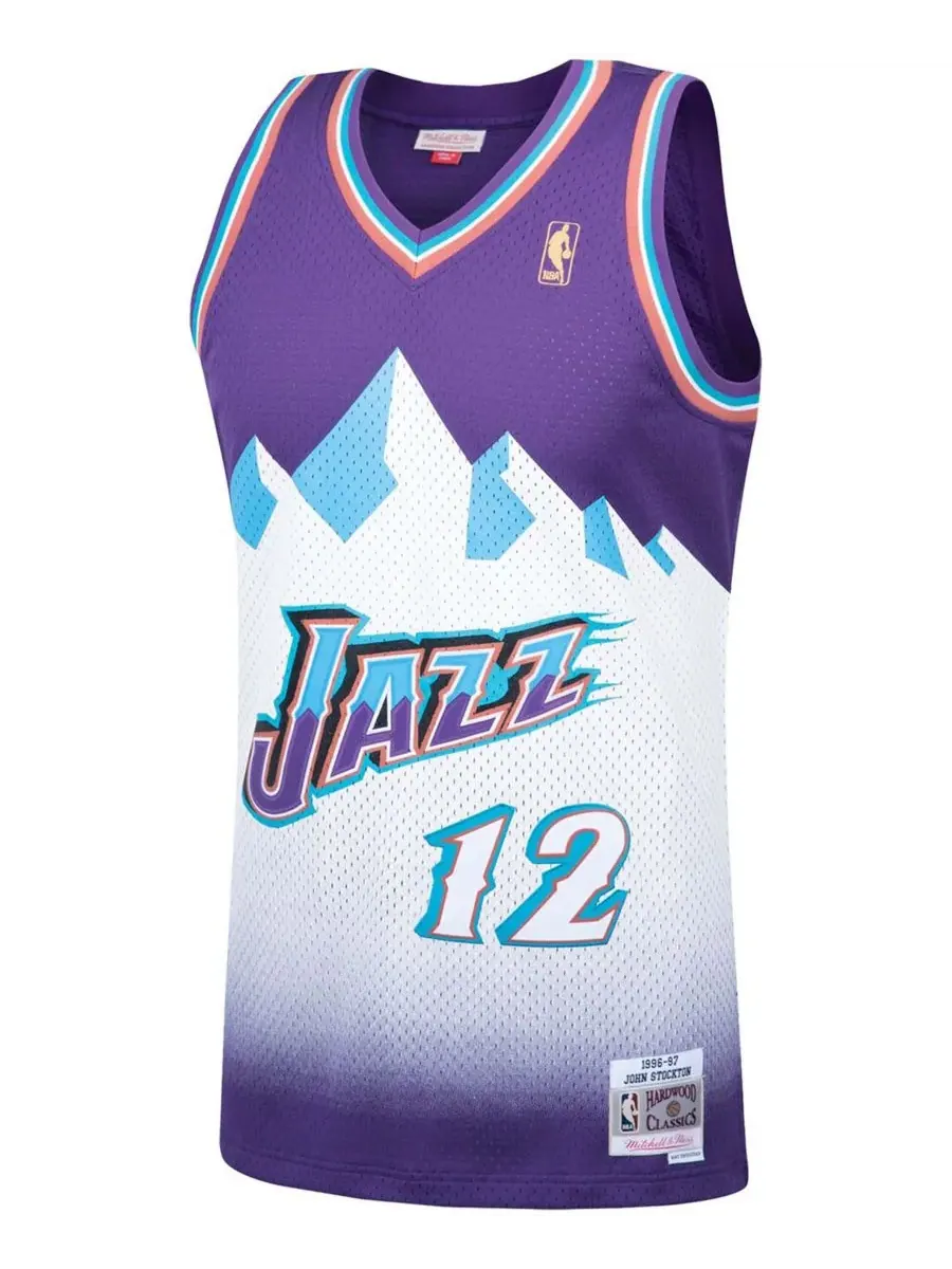 Mitchell & Ness Мужская фиолетовая майка Джона Стоктона, игрока команды Utah Jazz сезона 1996-97 — изображение 2 из 3