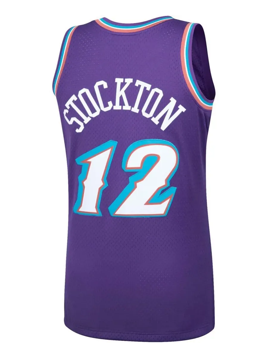Mitchell & Ness Мужская фиолетовая майка Джона Стоктона, игрока команды Utah Jazz сезона 1996-97 — изображение 3 из 3