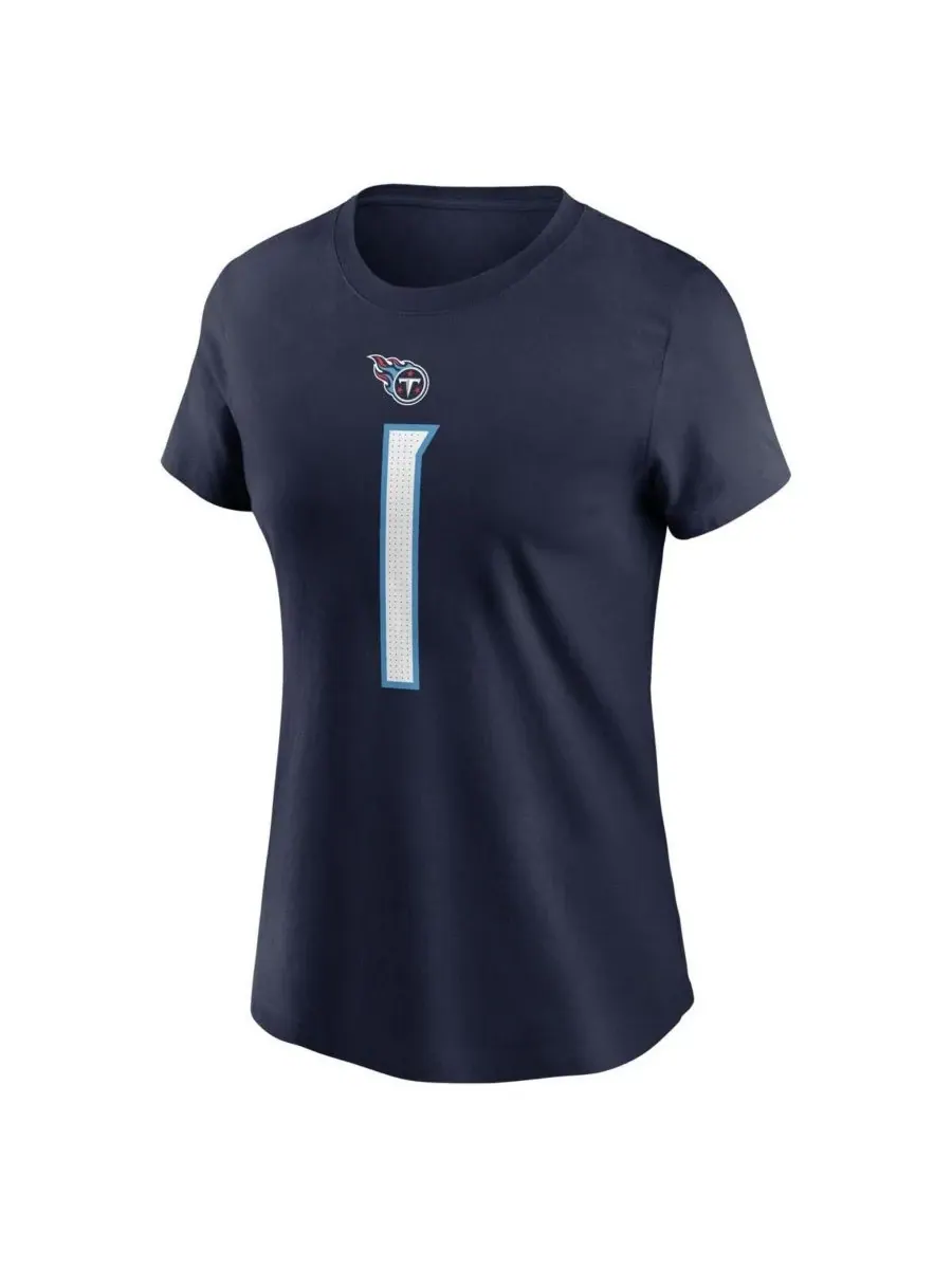 Nike Женская футболка Cam Ward Navy Tennessee Titans 2025 NFL Draft First Round Pick Name Number — изображение 2 из 3
