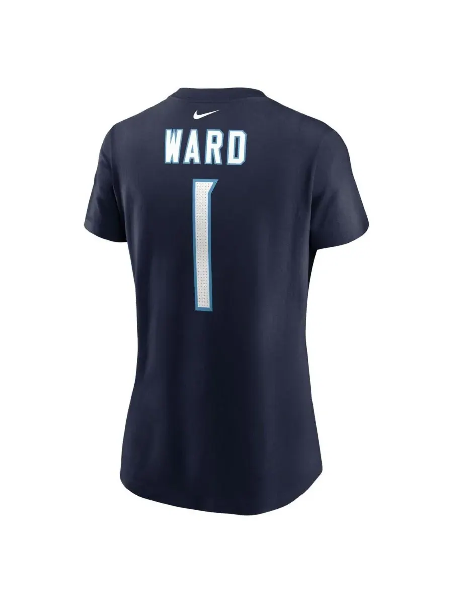 Nike Женская футболка Cam Ward Navy Tennessee Titans 2025 NFL Draft First Round Pick Name Number — изображение 3 из 3