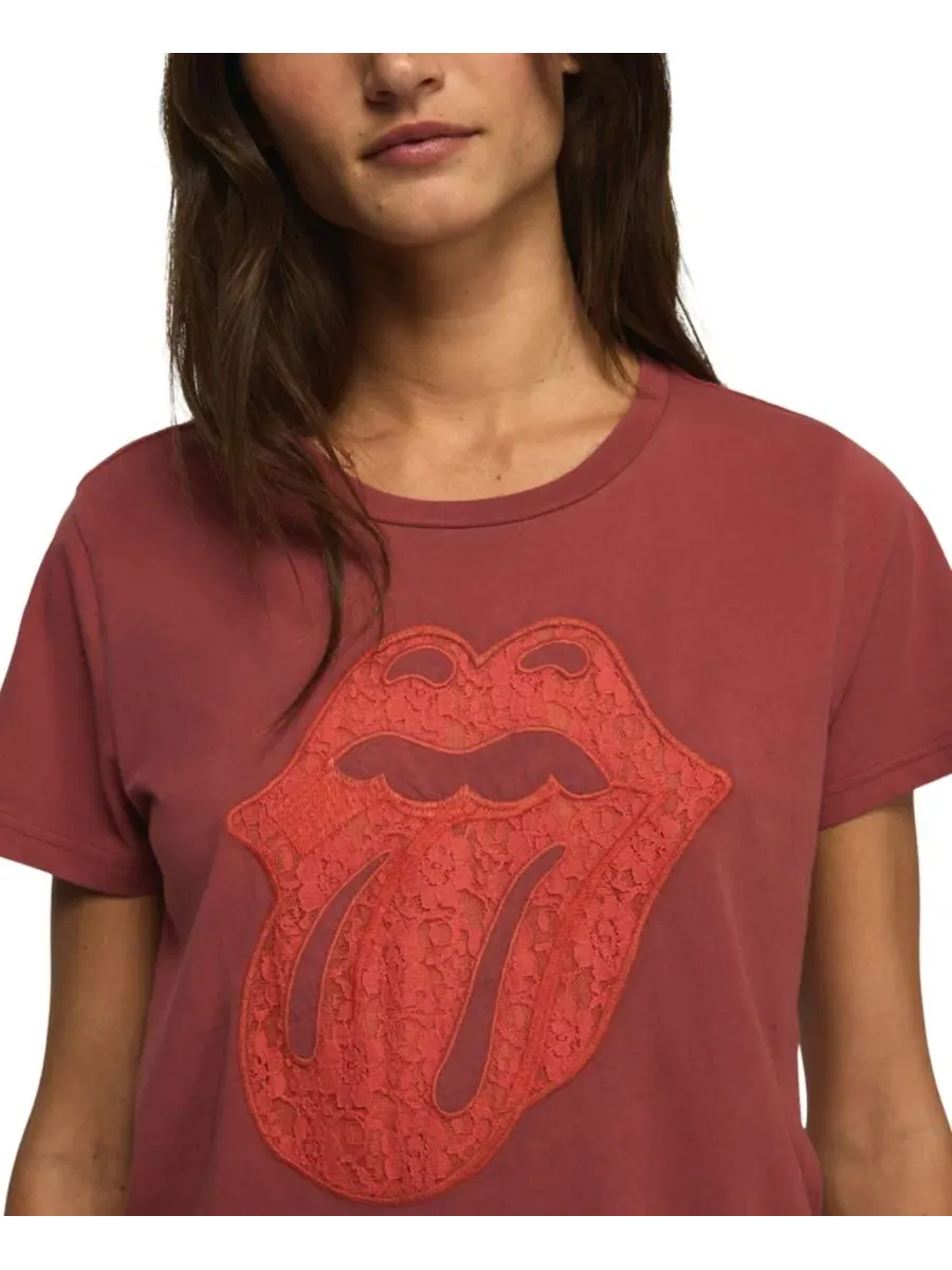 Футболка с длинным рукавом с принтом Rolling Stones Tongue Motif Lucky Brand, Ketchup — изображение 1 из 3