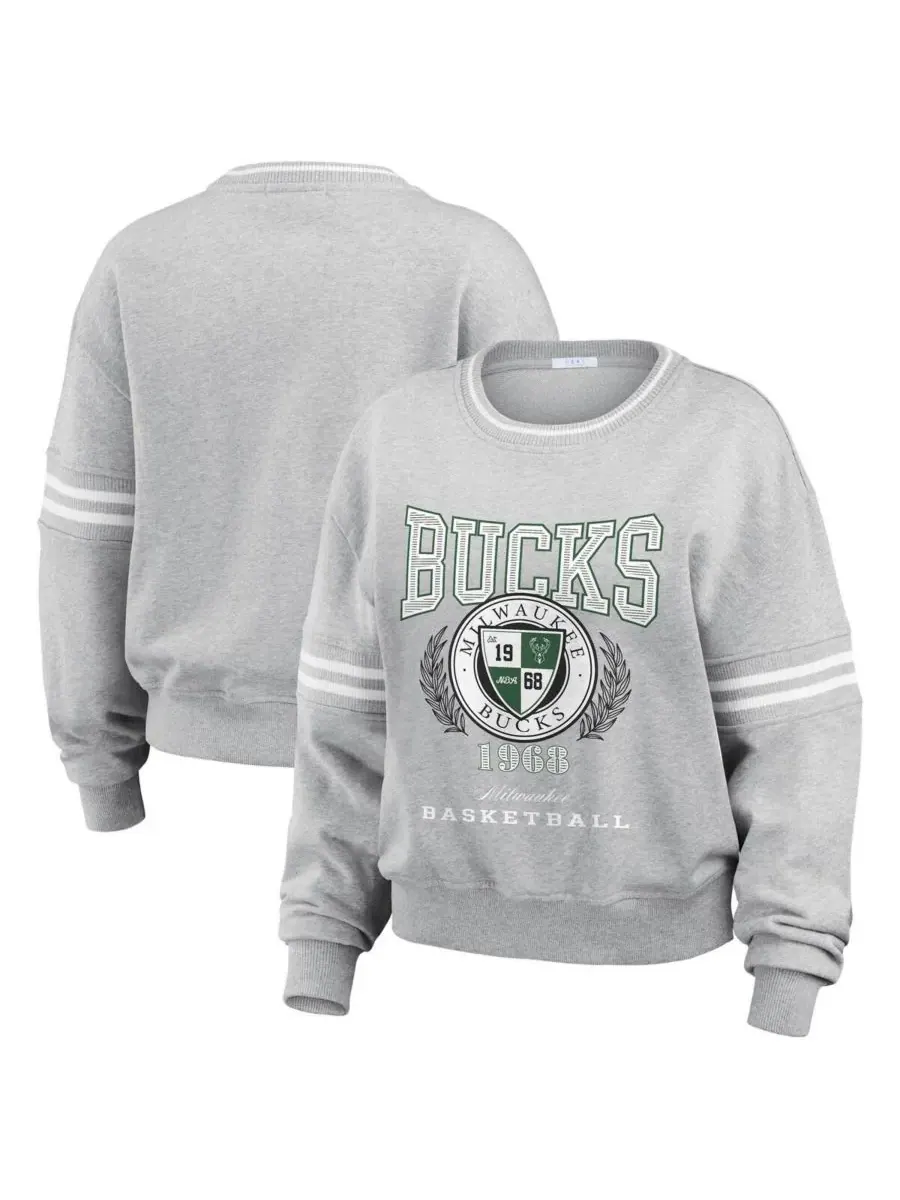 WEAR by Erin Andrews Женская толстовка из французской махровой ткани цвета «Хизер Грей» с — изображение 1 из 4, серый