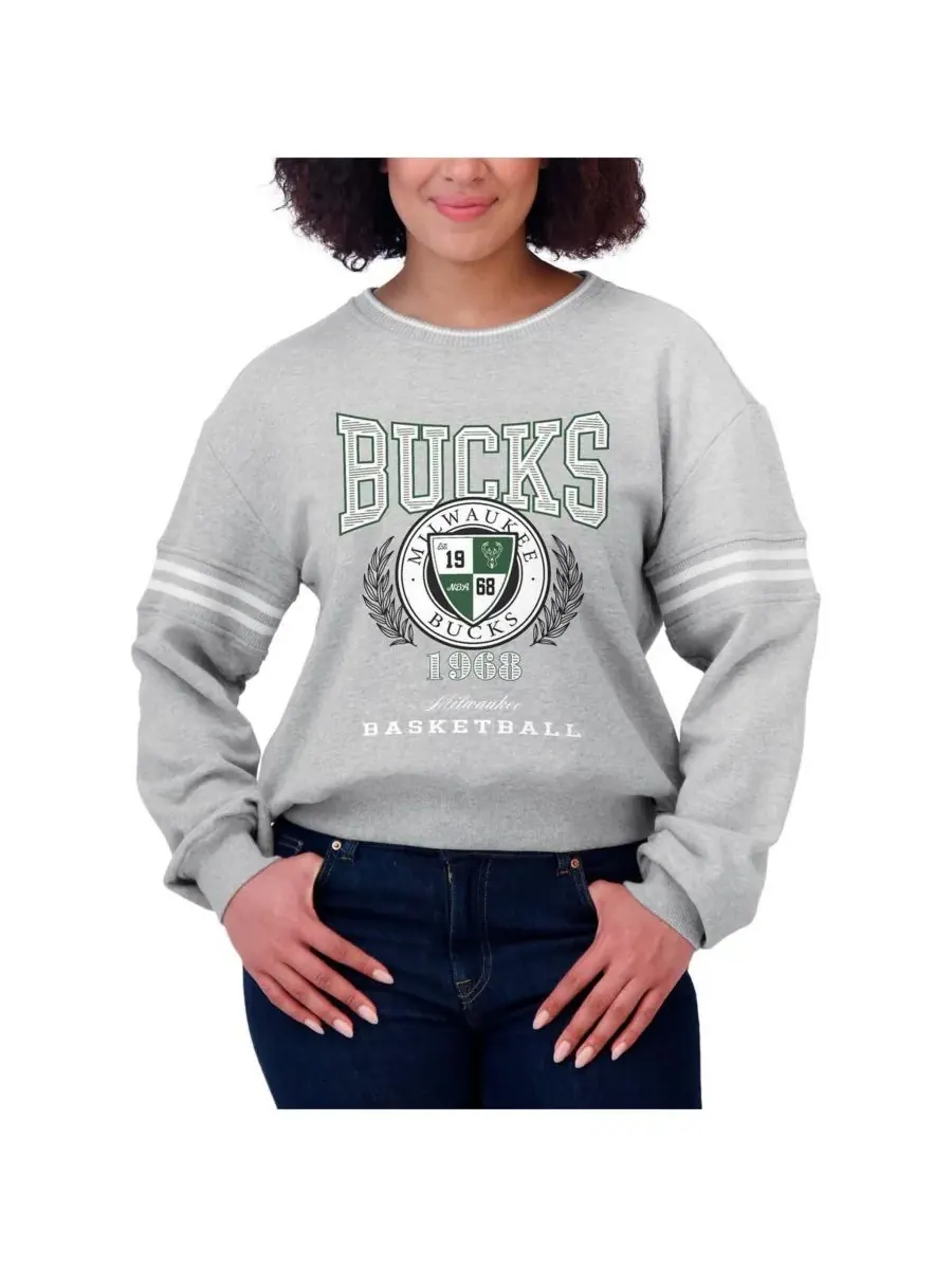 WEAR by Erin Andrews Женская толстовка из французской махровой ткани цвета «Хизер Грей» с — изображение 2 из 4, серый