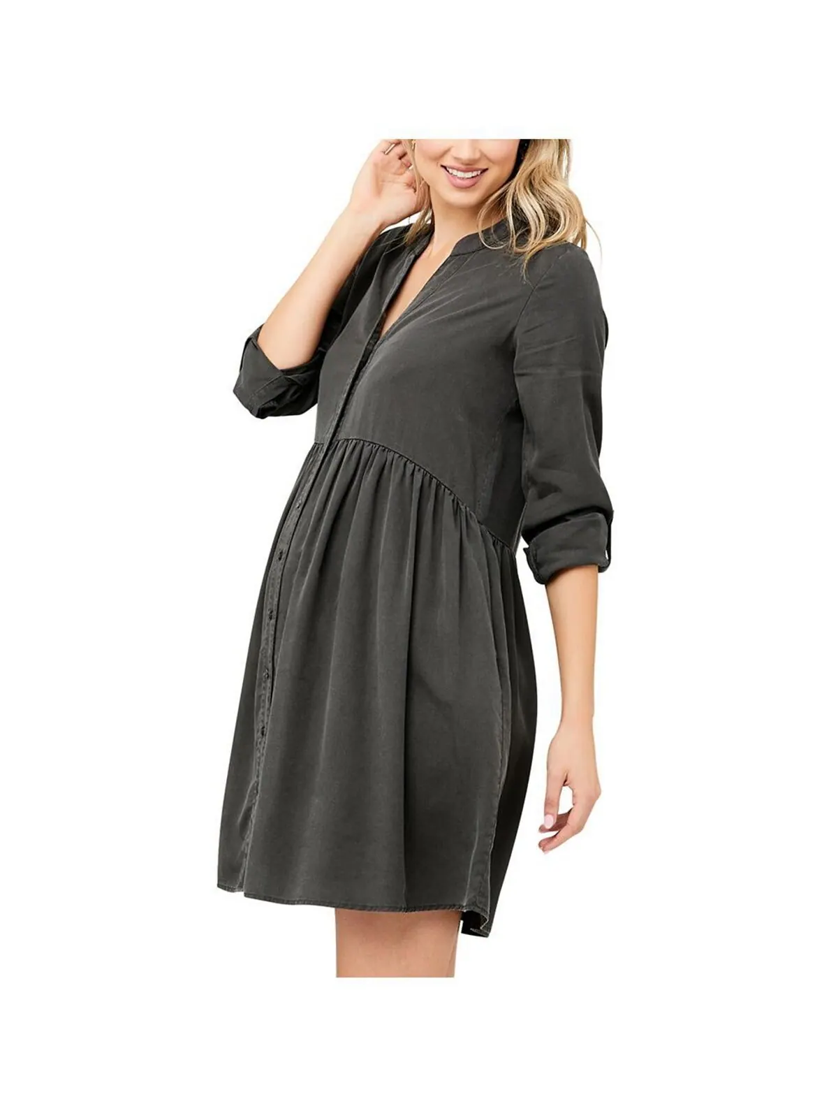 Платье для кормящих мам на пуговицах Demi Tencel Оливковое Ripe Maternity — изображение 2 из 3, оливковый