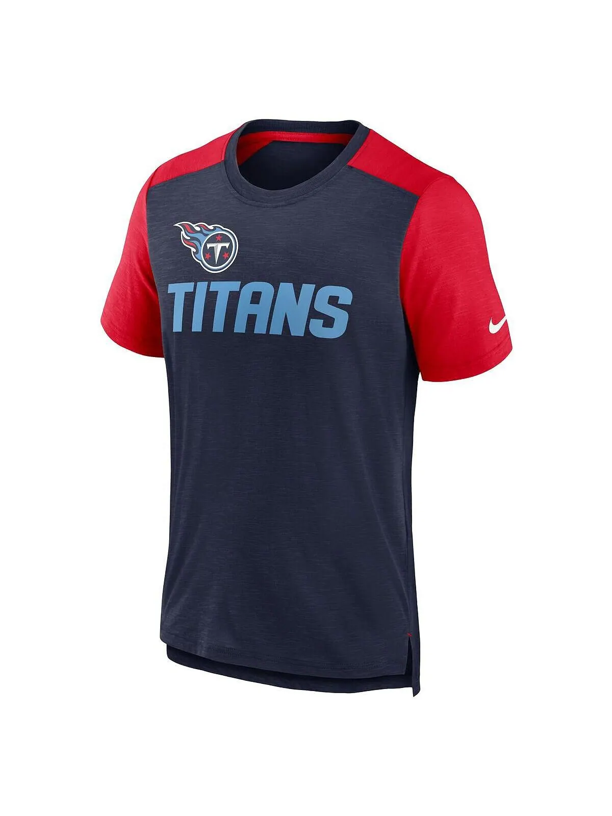 Мужская темно-синяя и красная футболка с контрастным рисунком Tennessee Titans с названием команды — изображение 3 из 3