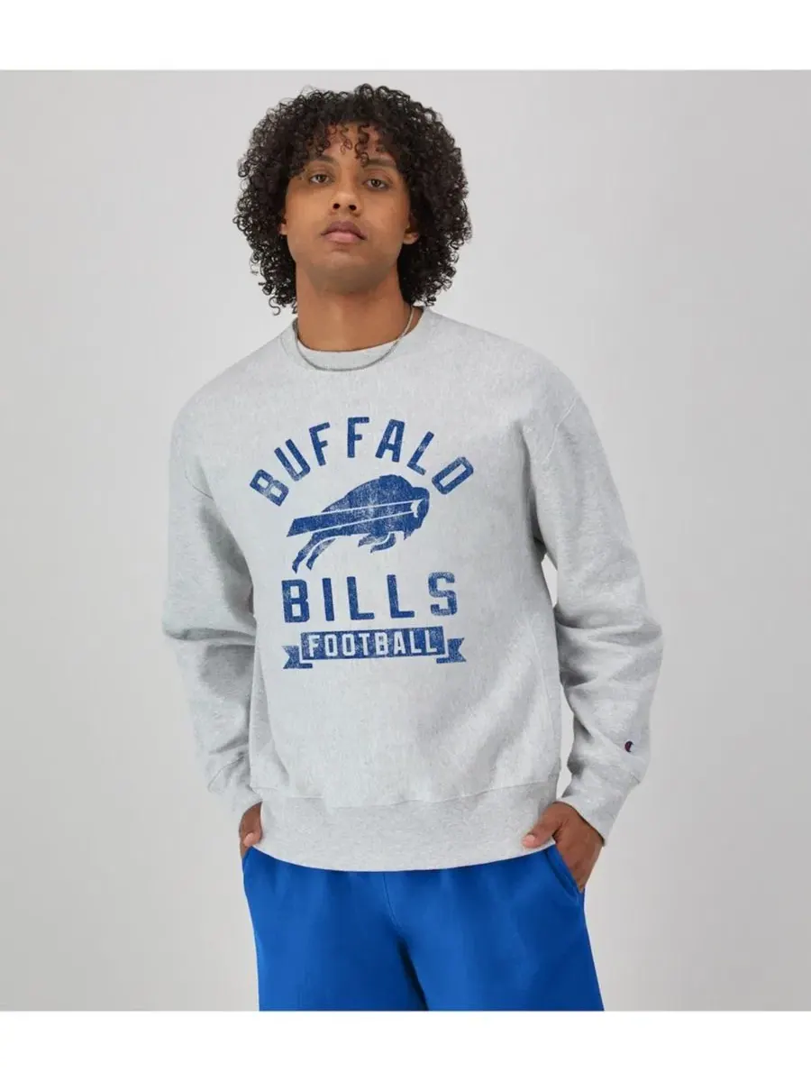 Мужская толстовка из флиса с обратным плетением и логотипом команды Buffalo Bills серого — изображение 6 из 7, серый