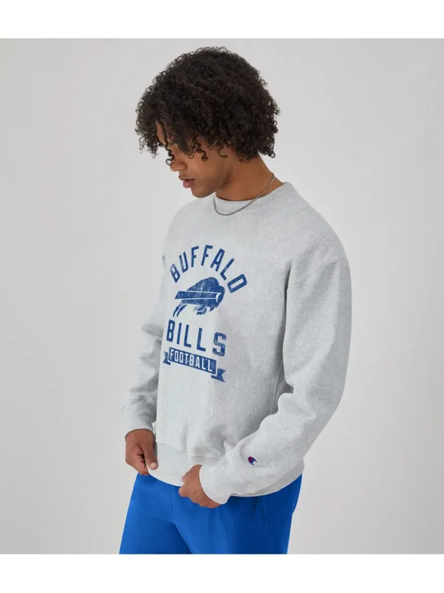 Мужская толстовка из флиса с обратным плетением и логотипом команды Buffalo Bills серого — изображение 7 из 7, серый