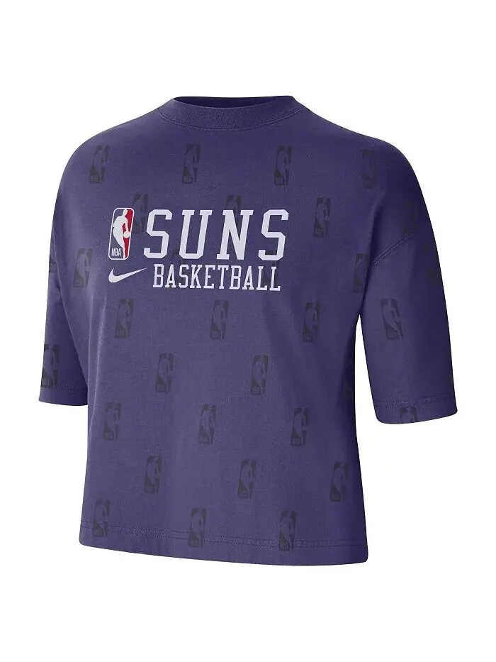 Женская фиолетовая футболка свободного кроя с логотипом Phoenix Suns Allover NBA Nike — изображение 2 из 3