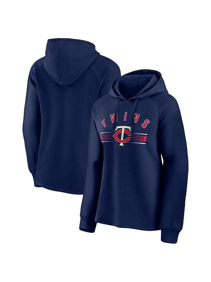Женский темно-синий пуловер с капюшоном Minnesota Twins Perfect Play с логотипом реглан Fanatics — изображение 1 из 3