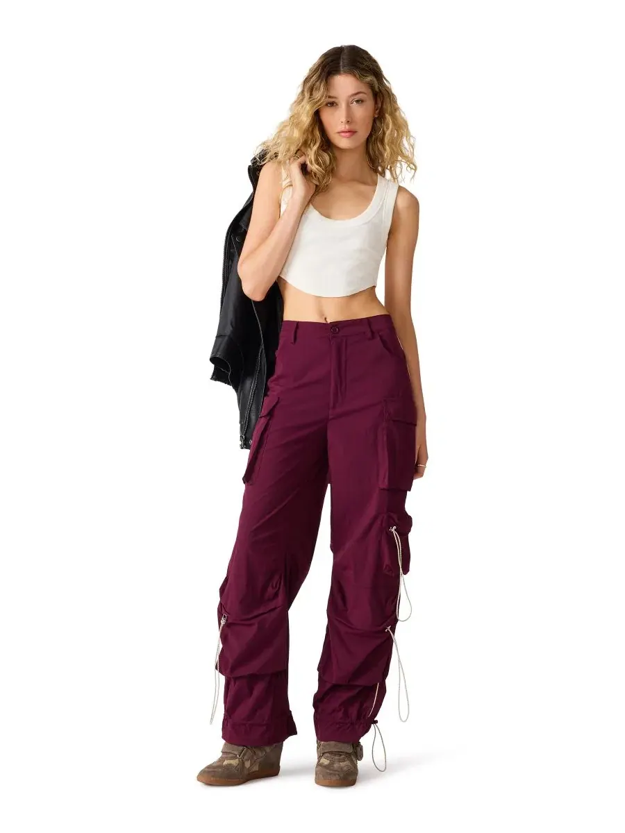 Брюки карго широкие с завязками Jacey Steve Madden, Deep Fig — изображение 2 из 5