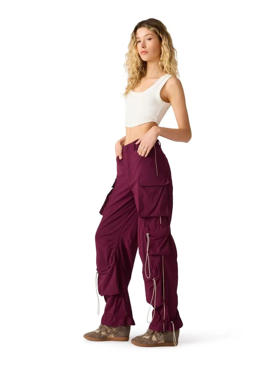Брюки карго широкие с завязками Jacey Steve Madden, Deep Fig — изображение 3 из 5
