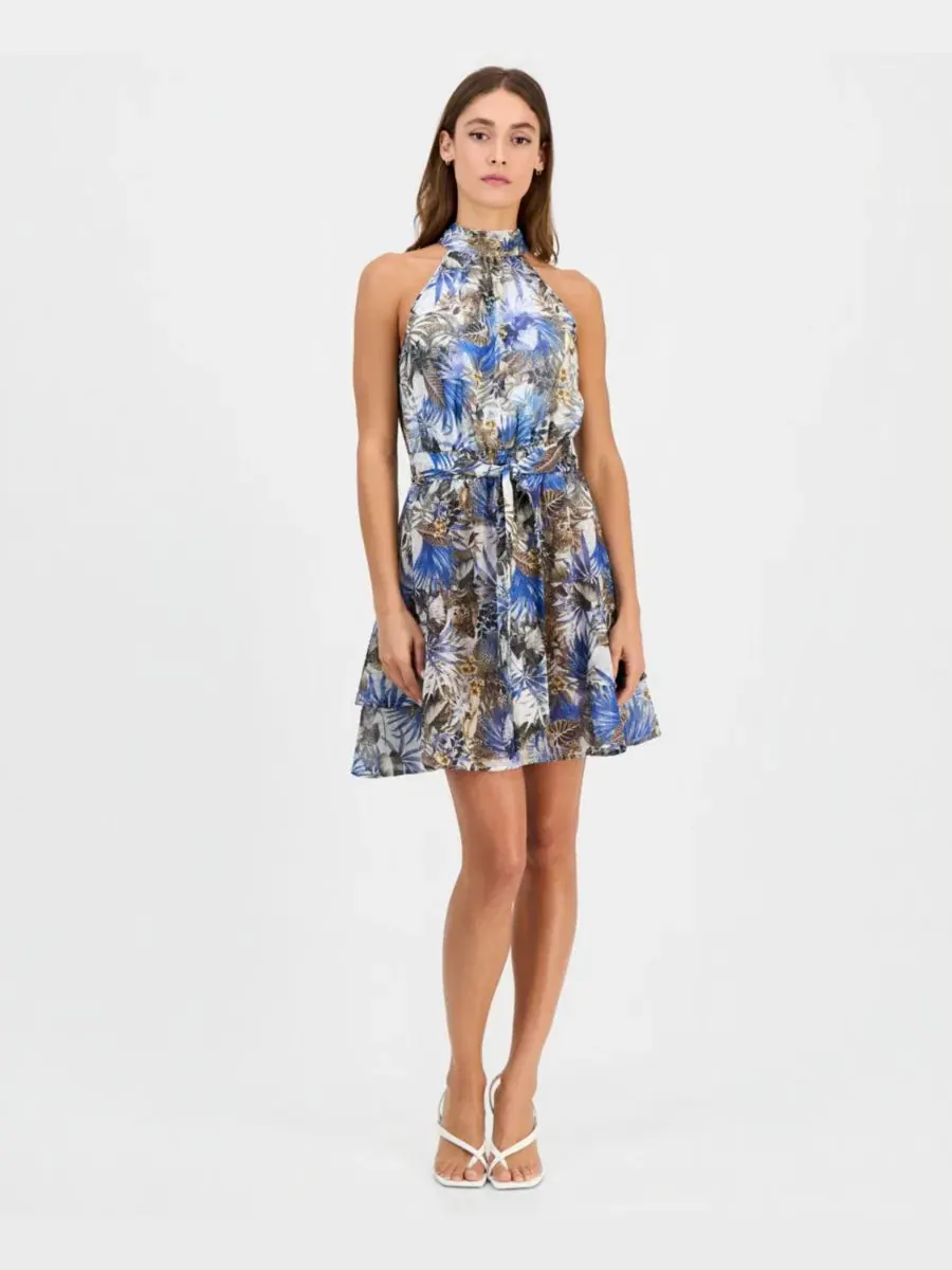 Платье-халтер с принтом GUESS, Leopard Tropical Print