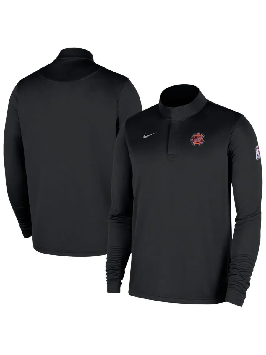 Nike Мужская черная куртка-пуловер New York Knicks 2025/26 Authentic Coaches с застежкой-молнией до — изображение 1 из 4