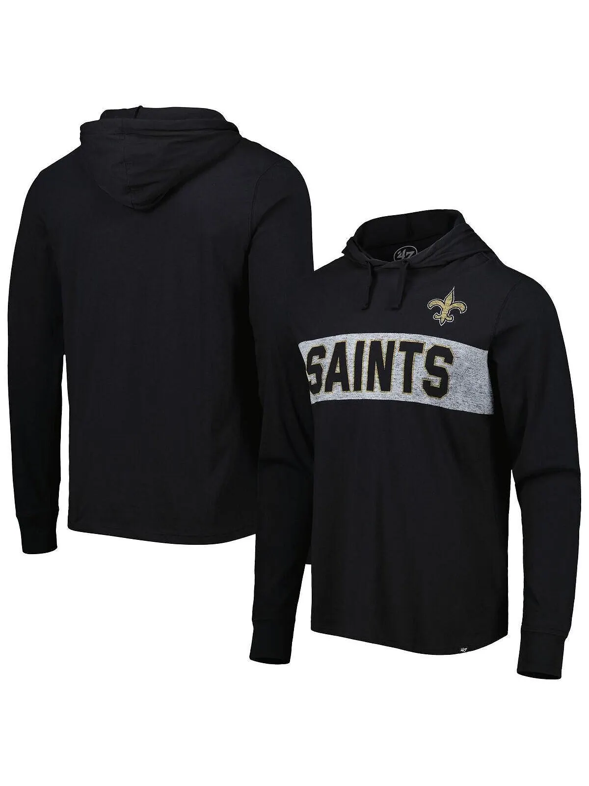 Мужской черный пуловер с капюшоном New Orleans Saints Field Franklin '47 Brand — изображение 1 из 2