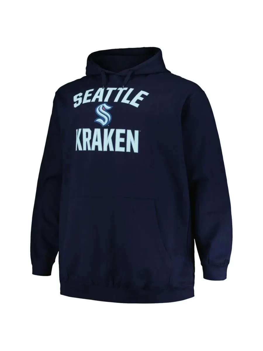 Profile Мужская толстовка с капюшоном Seattle Kraken цвета «Глубокое море» синего цвета, больших — изображение 3 из 3