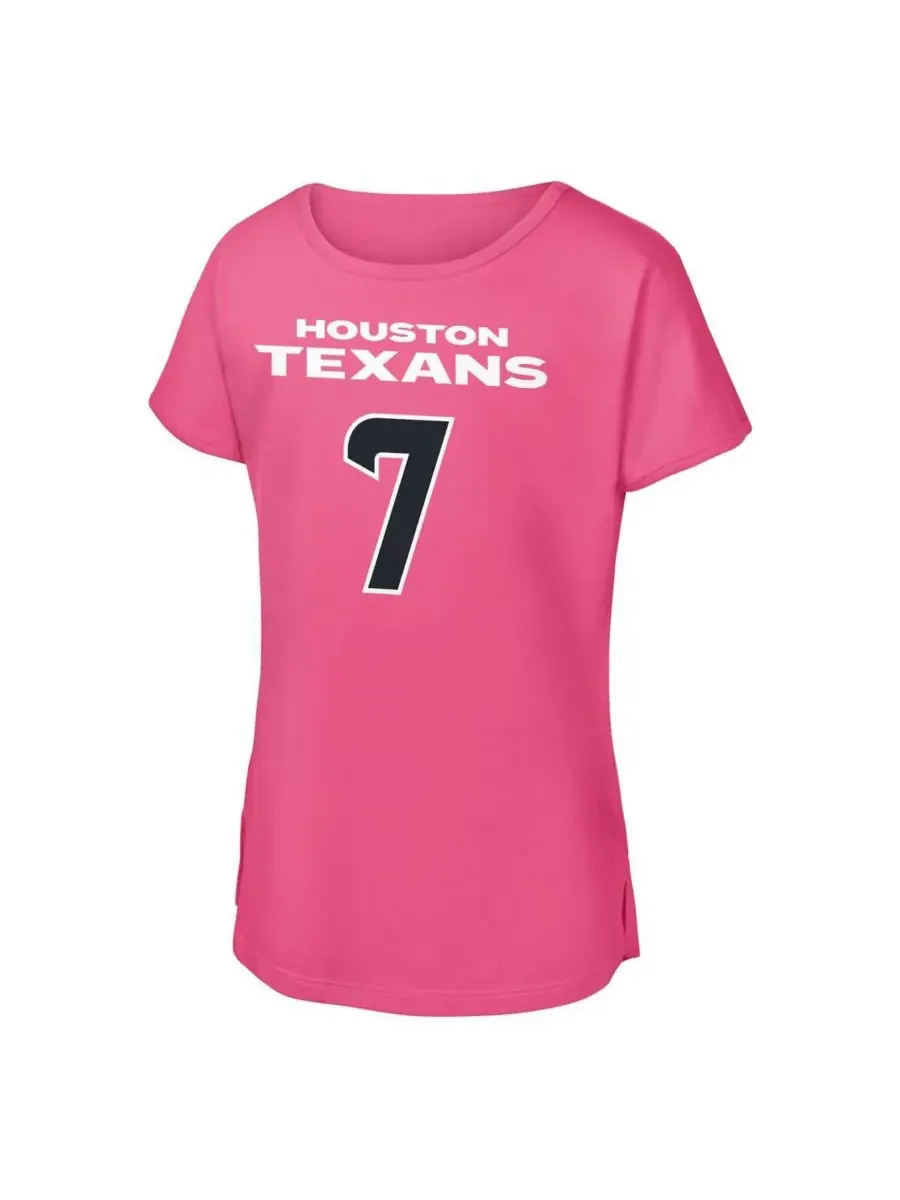 Outerstuff Футболка для девочек Big Girls CJ Stroud Pink Houston Texans с именем и номером игрока — изображение 2 из 3