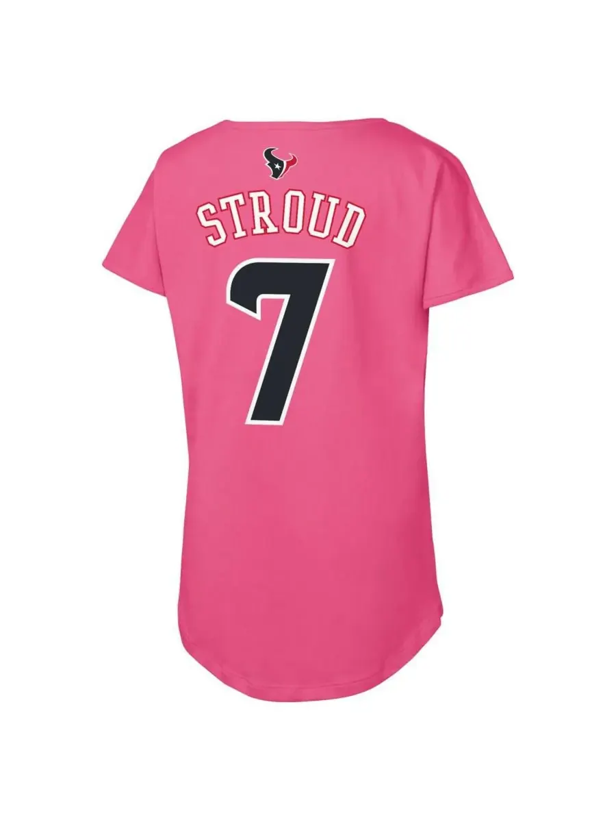Outerstuff Футболка для девочек Big Girls CJ Stroud Pink Houston Texans с именем и номером игрока — изображение 3 из 3