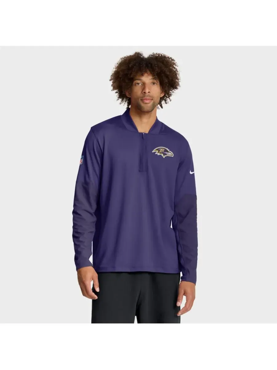 Nike Мужская фиолетовая толстовка Baltimore Ravens Sideline Dri-FIT с застежкой-молнией до середины — изображение 1 из 5