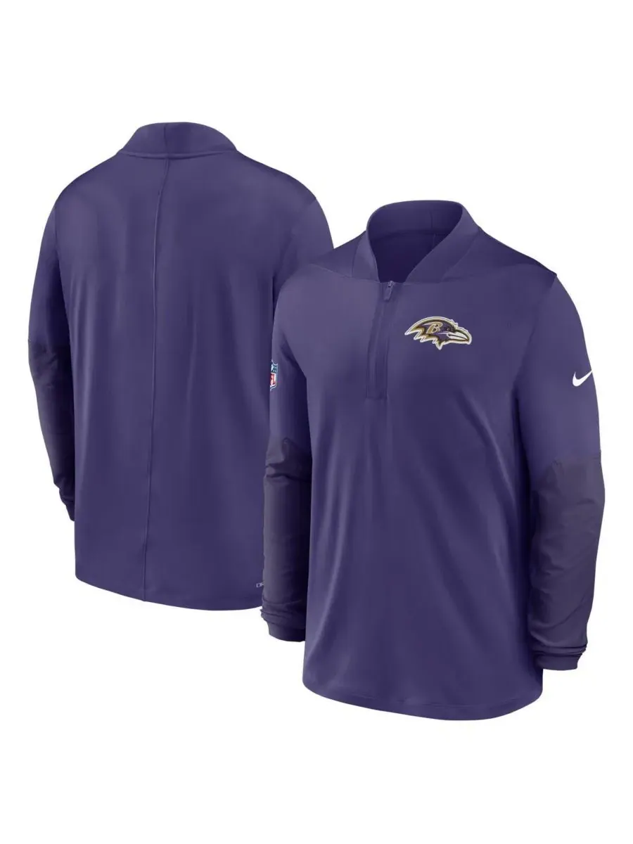 Nike Мужская фиолетовая толстовка Baltimore Ravens Sideline Dri-FIT с застежкой-молнией до середины — изображение 4 из 5