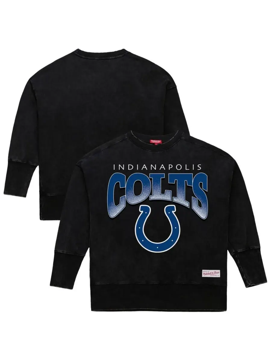 Mitchell & Ness Женская черная толстовка с круглым вырезом Indianapolis Colts Delineate Mineral Wash — изображение 1 из 3