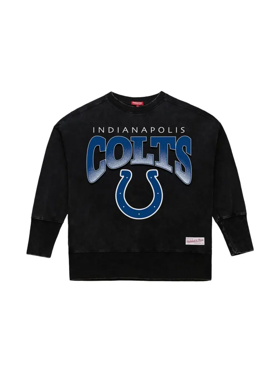 Mitchell & Ness Женская черная толстовка с круглым вырезом Indianapolis Colts Delineate Mineral Wash — изображение 2 из 3