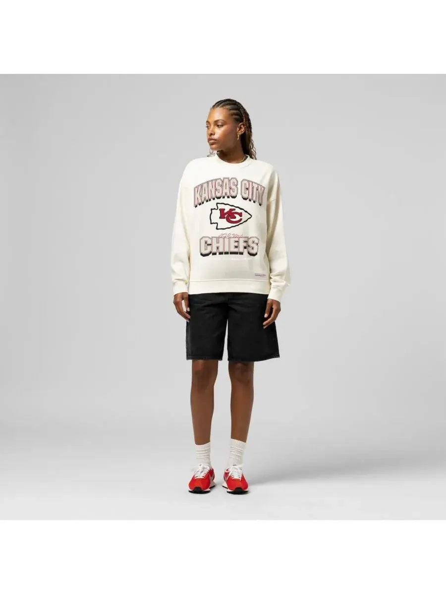 Mitchell & Ness Женская кремовая толстовка Kansas City Chiefs с тонированной аркой — изображение 1 из 4, бежевый