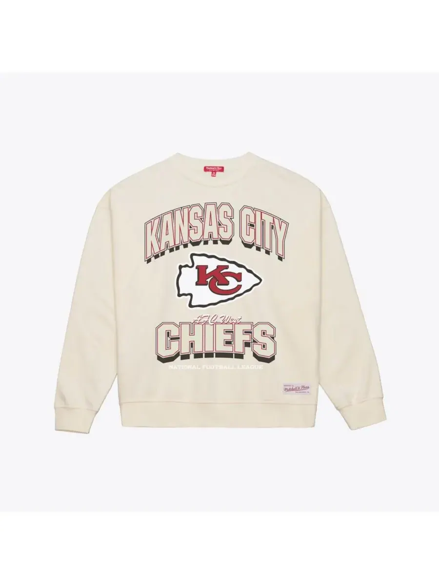 Mitchell & Ness Женская кремовая толстовка Kansas City Chiefs с тонированной аркой — изображение 3 из 4, бежевый