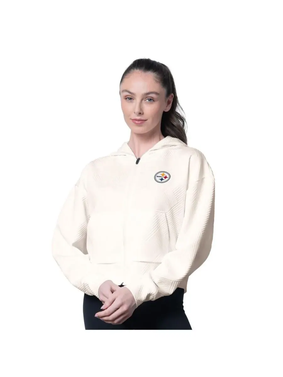 MSX by Michael Strahan Женская кремовая толстовка на молнии Pittsburgh Steelers Eleanor — изображение 1 из 3, бежевый