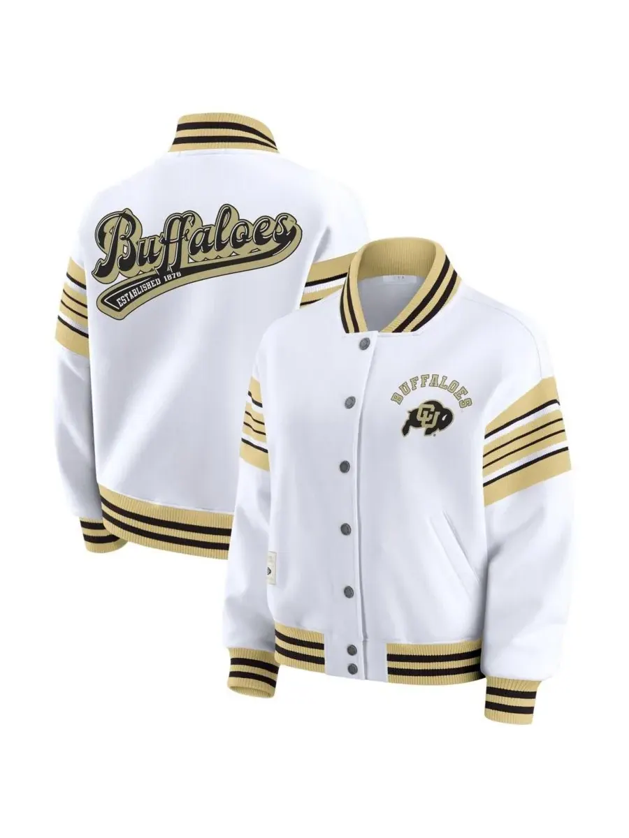 WEAR by Erin Andrews Женская флисовая толстовка-куртка Colorado Buffaloes белого/золотого цвета с — изображение 1 из 3
