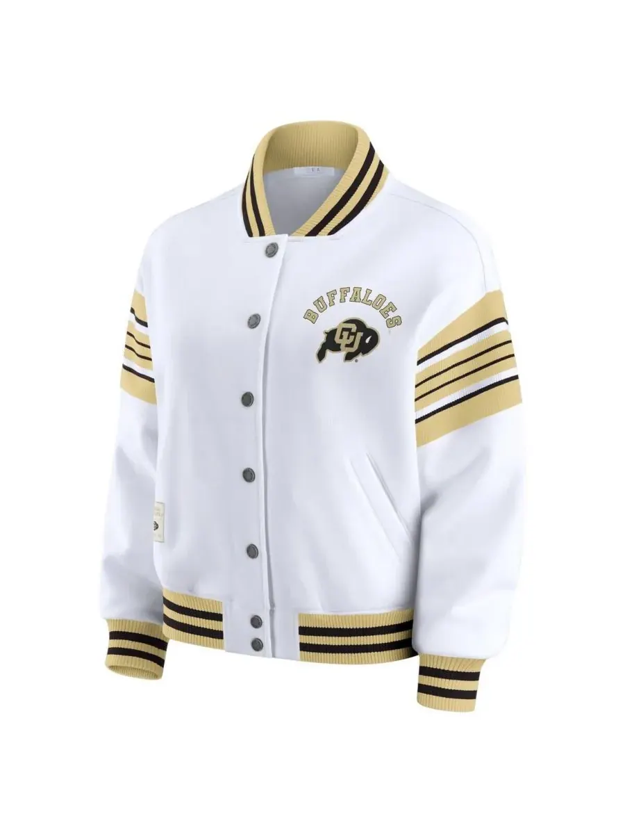 WEAR by Erin Andrews Женская флисовая толстовка-куртка Colorado Buffaloes белого/золотого цвета с — изображение 2 из 3
