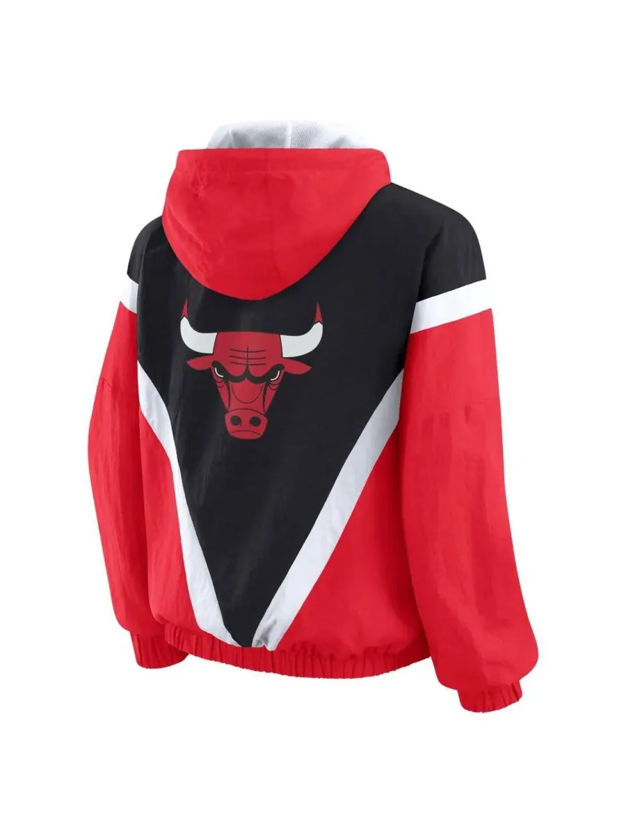 WEAR by Erin Andrews Женская ветровка-худи на молнии с цветными блоками и логотипом Chicago Bulls — изображение 2 из 3