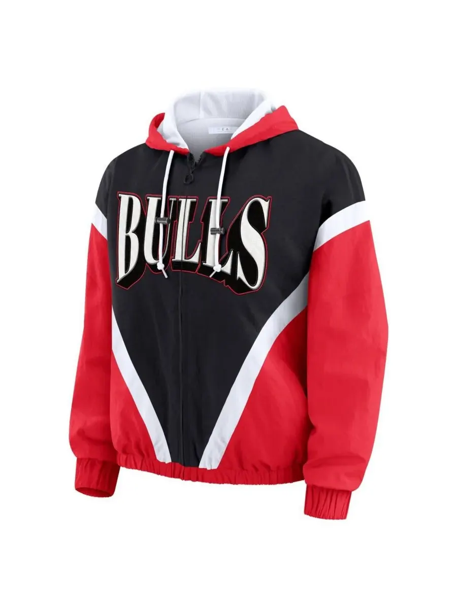 WEAR by Erin Andrews Женская ветровка-худи на молнии с цветными блоками и логотипом Chicago Bulls — изображение 3 из 3