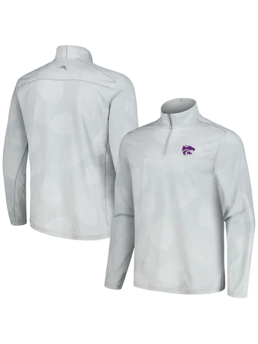 Tommy Bahama Мужская серая куртка Kansas State Wildcats Delray Frond IslandZone с половинной молнией