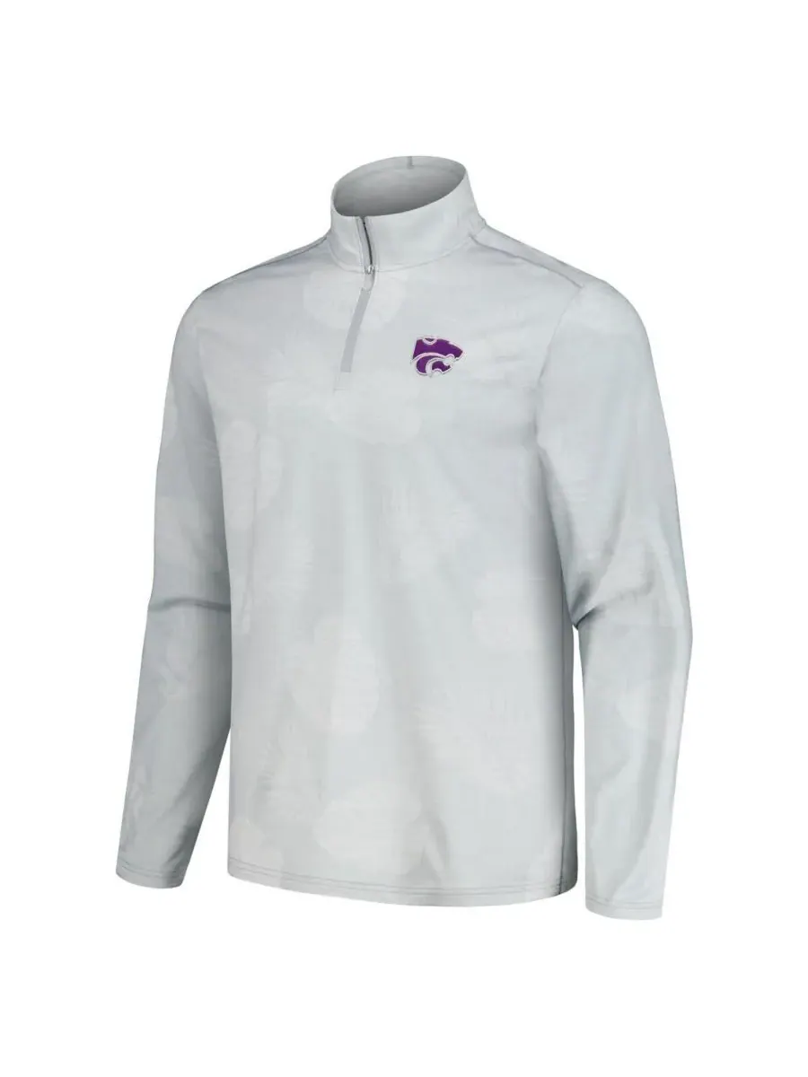 Tommy Bahama Мужская серая куртка Kansas State Wildcats Delray Frond IslandZone с половинной молнией — изображение 3 из 3