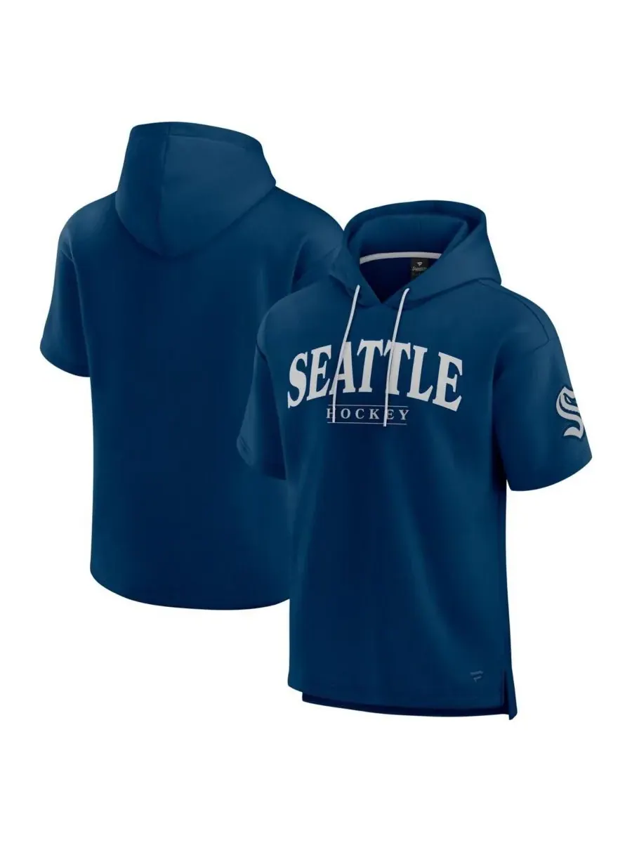 Fanatics Мужская толстовка с коротким рукавом Seattle Kraken Elements Ready цвета «Глубокое море» — изображение 1 из 3