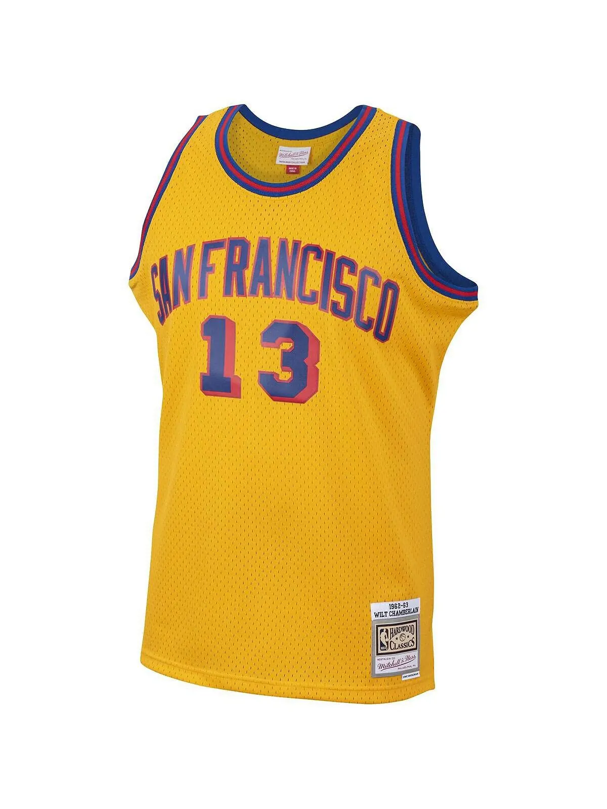 Мужское джерси Wilt Chamberlain Gold San Francisco Warriors 1962-63 Hardwood Classics Swingman — изображение 2 из 3, золото