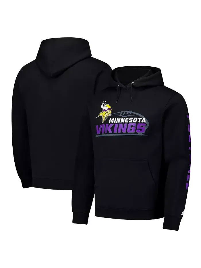 Мужская черная толстовка с капюшоном Minnesota Vintage Vikings Starter — изображение 1 из 3
