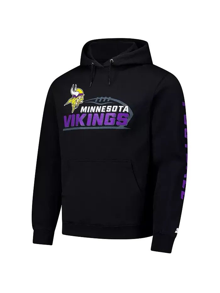 Мужская черная толстовка с капюшоном Minnesota Vintage Vikings Starter — изображение 3 из 3