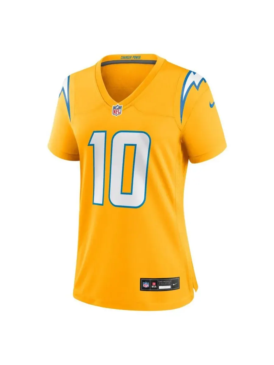 Женская золотая игровая футболка Джастина Герберта из команды Los Angeles Chargers (альтернативная — изображение 2 из 3