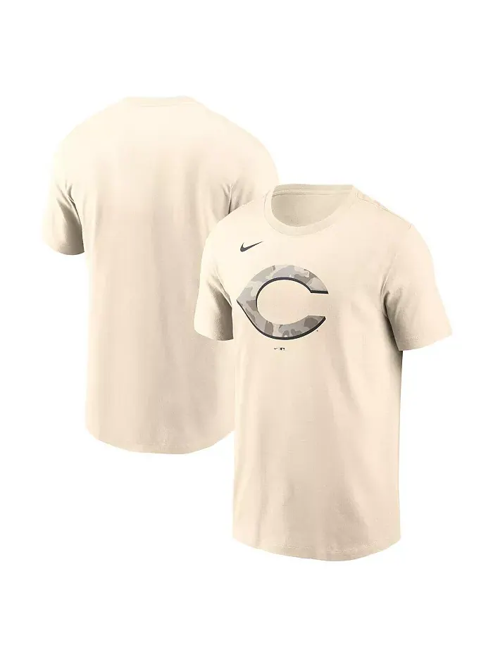 Мужская футболка Cincinnati Reds с камуфляжным логотипом, кремовая Nike — изображение 1 из 3