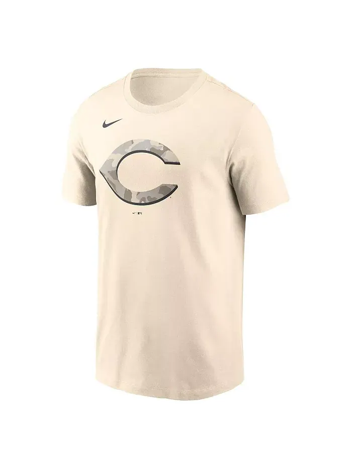Мужская футболка Cincinnati Reds с камуфляжным логотипом, кремовая Nike — изображение 2 из 3