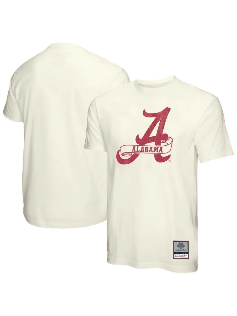 Mitchell & Ness Мужская футболка кремового цвета с винтажным рисунком команды Alabama Crimson Tide — изображение 1 из 3
