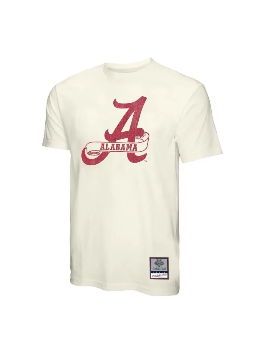 Mitchell & Ness Мужская футболка кремового цвета с винтажным рисунком команды Alabama Crimson Tide — изображение 3 из 3