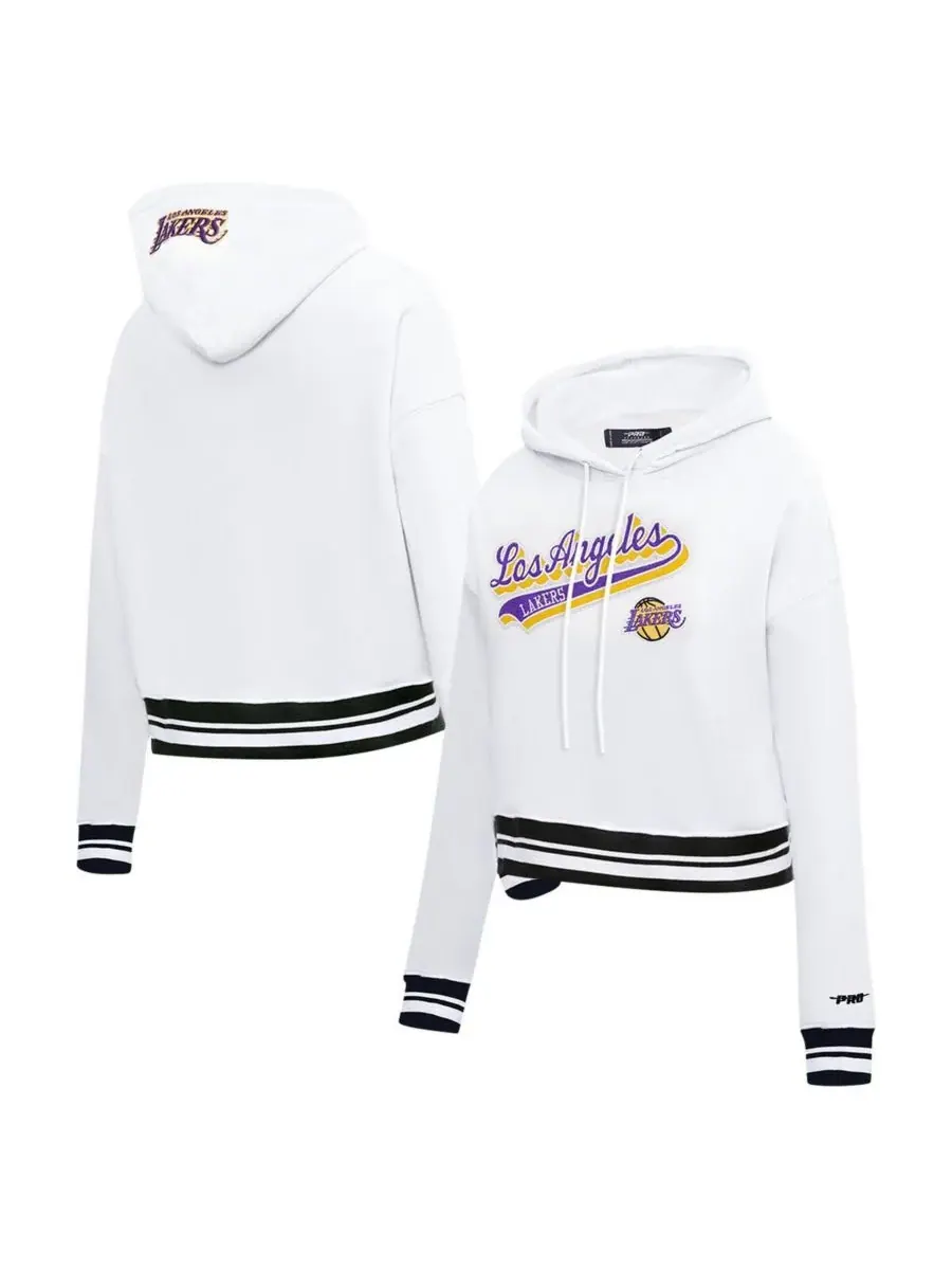 Pro Standard Женская белая укороченная толстовка с капюшоном Los Angeles Lakers Script Tail — изображение 1 из 5, белый