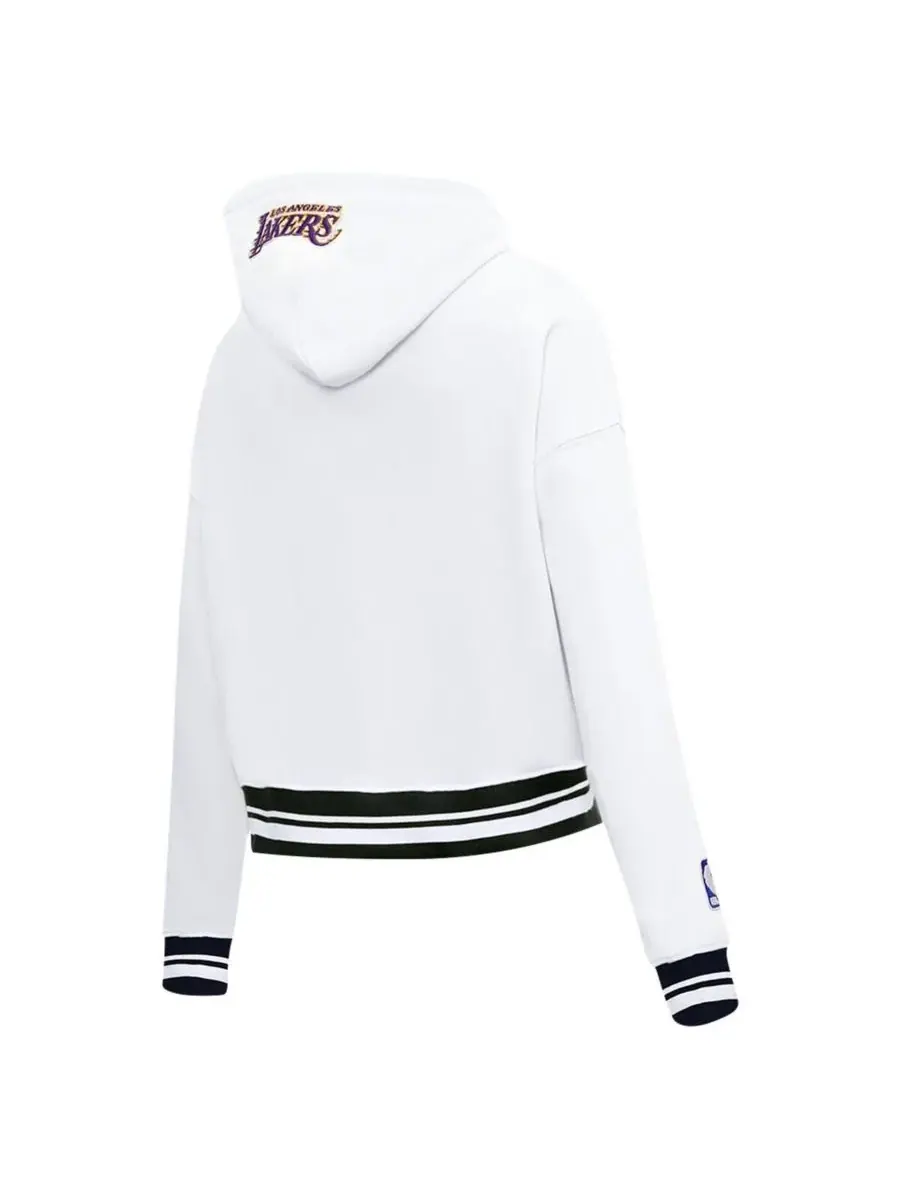 Pro Standard Женская белая укороченная толстовка с капюшоном Los Angeles Lakers Script Tail — изображение 4 из 5, белый
