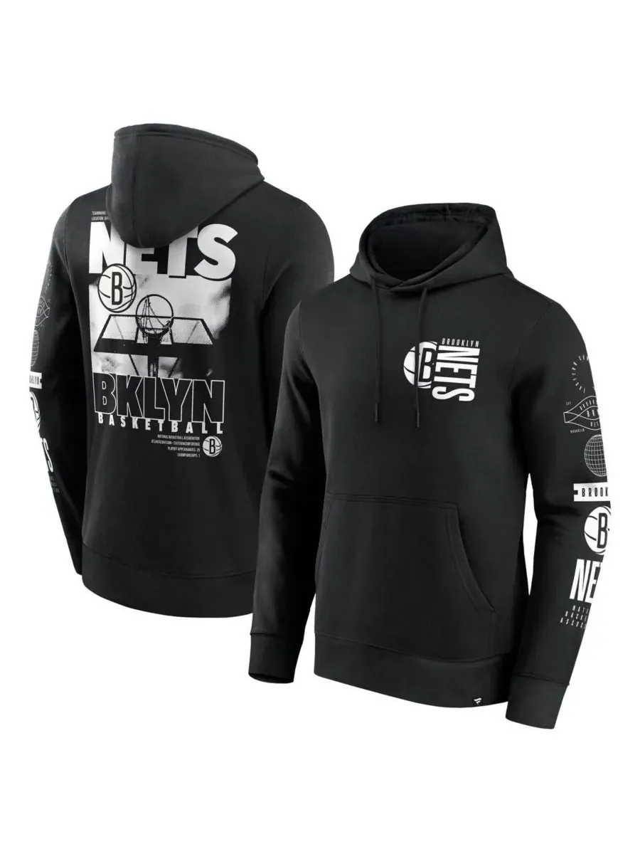 Fanatics Мужская черная толстовка с капюшоном Brooklyn Nets Game Time Crossover Pullover Hoodie — изображение 1 из 3, черный